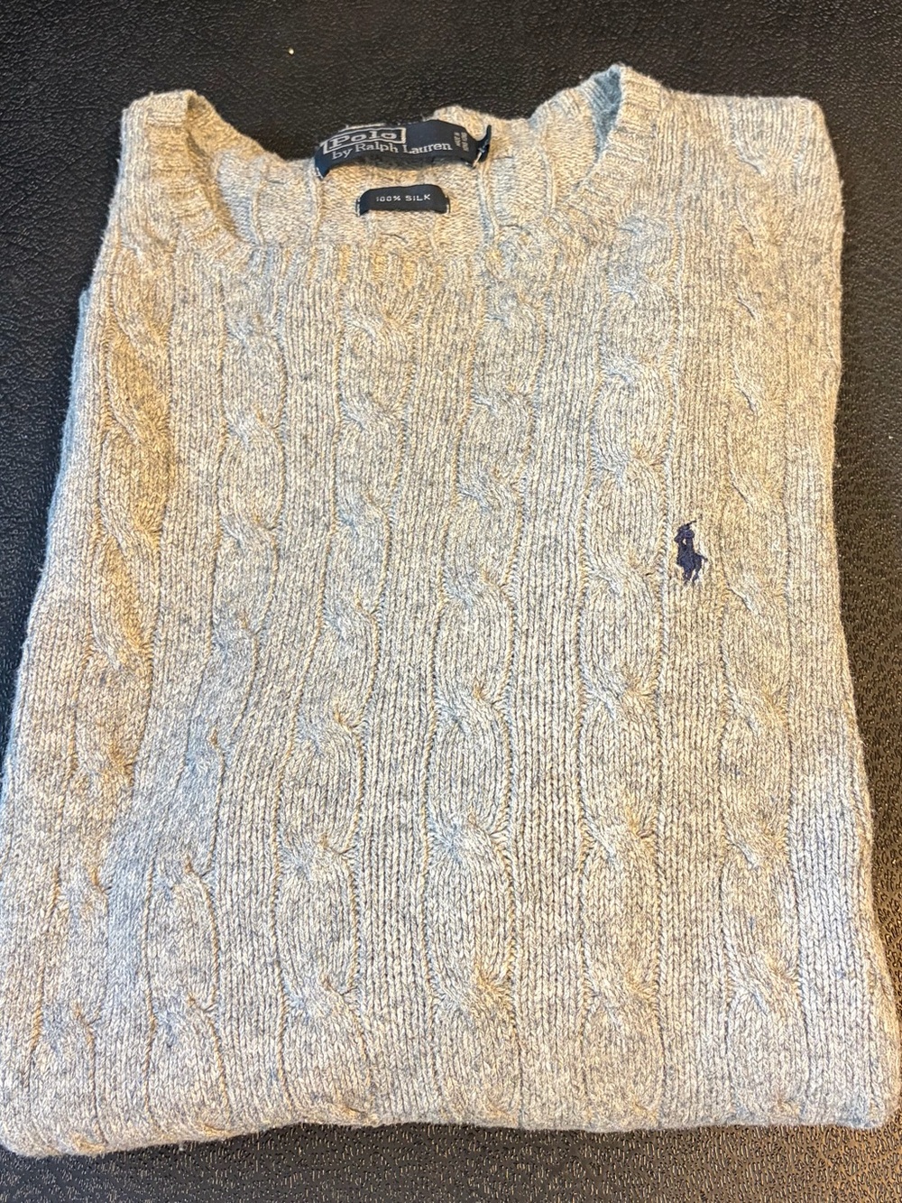 Polo by Ralph Lauren Men’s Cable Knit Crewneck Sweater - Gray